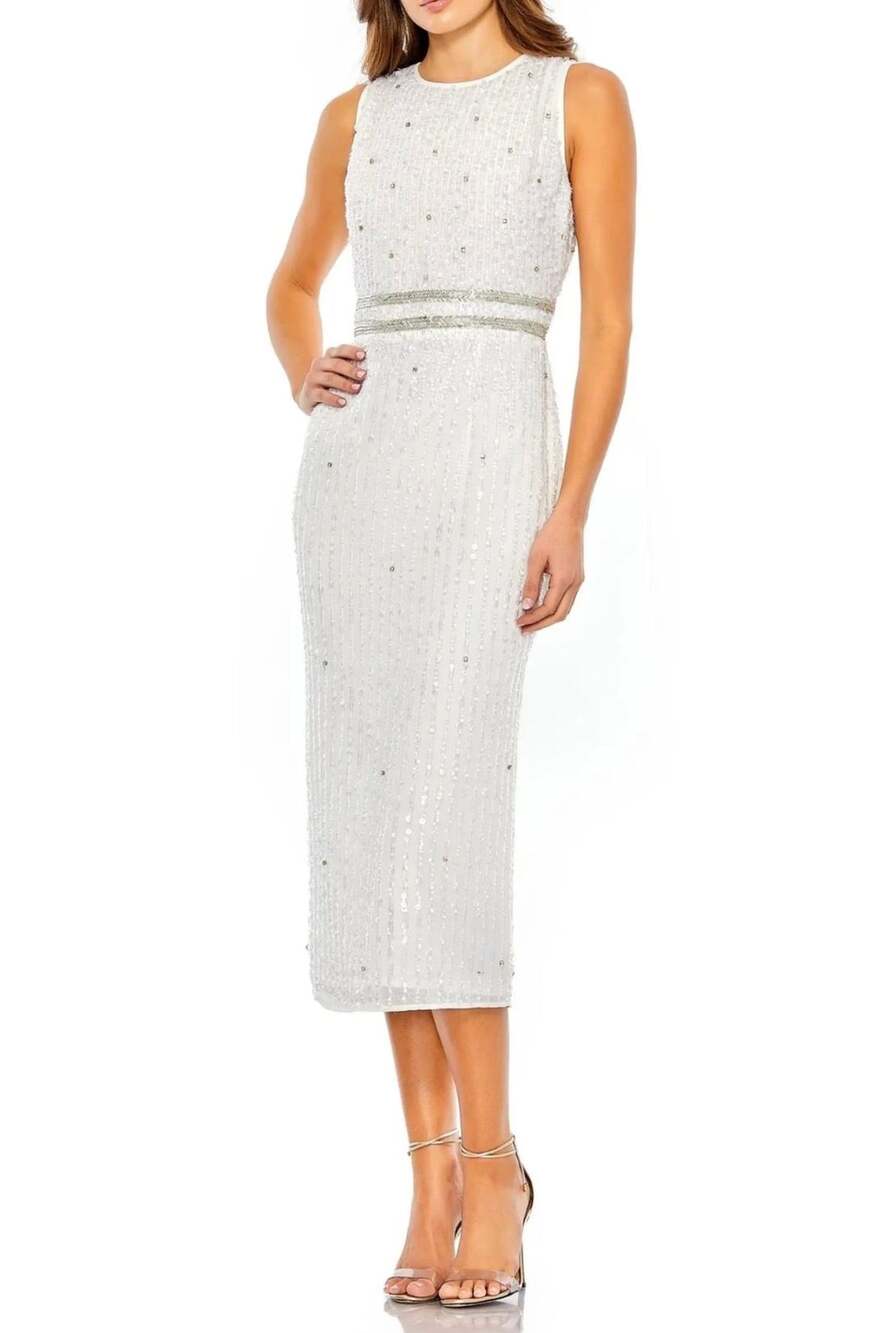 Mac Duggal Ivory Sequin Beaded Formal Maxi Dress Size 6 NWT